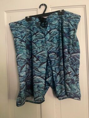 Reel Legends Teal & Navy Tropical Swim Trunks